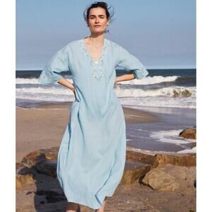 Fanm Mon X Andie Linen The Kepez Kaftan Dress Swim Coverup Sz S